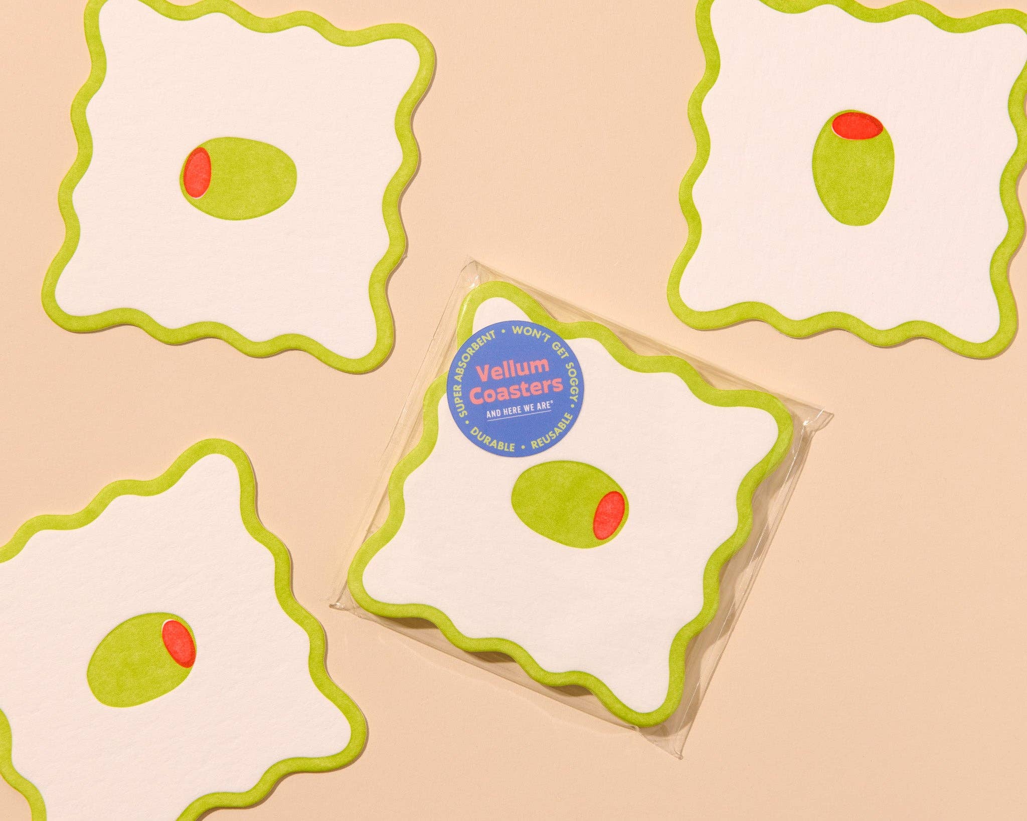 Olive Vellum Coasters