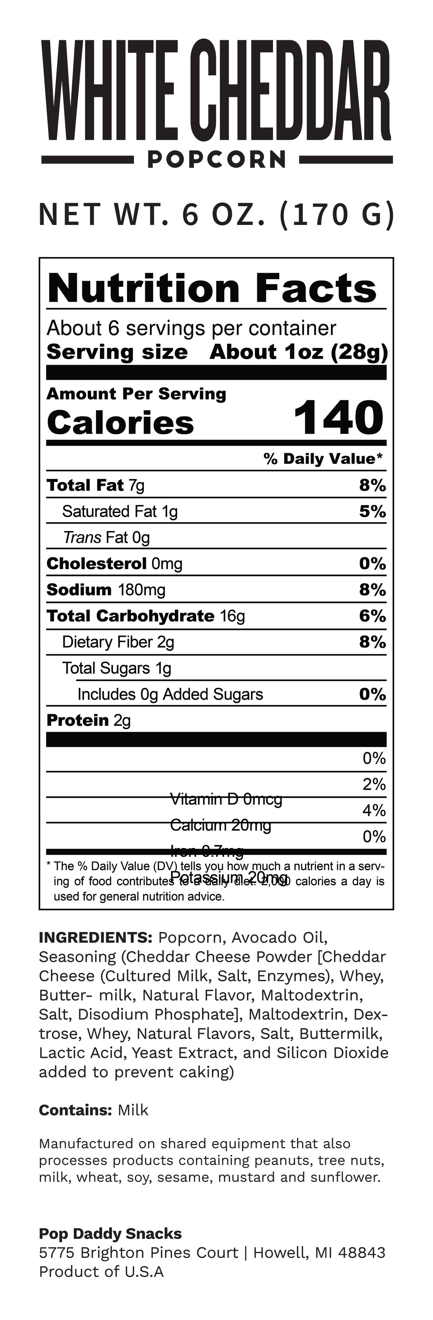 Pop Daddy White Cheddar Popcorn