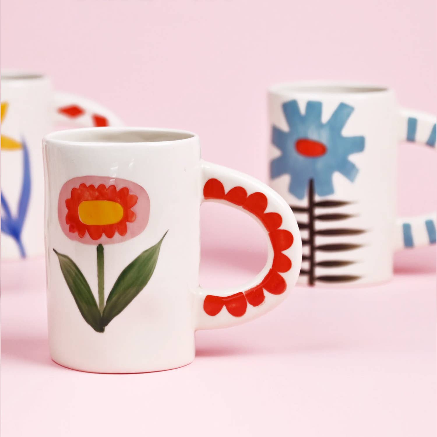 Red floral mug