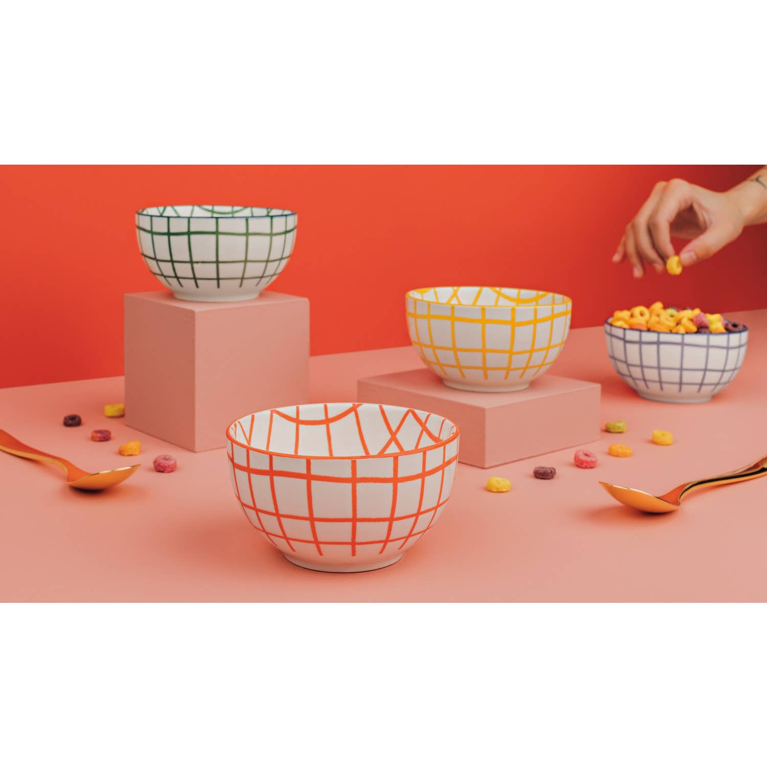 Wobbly Check Bowl - Green