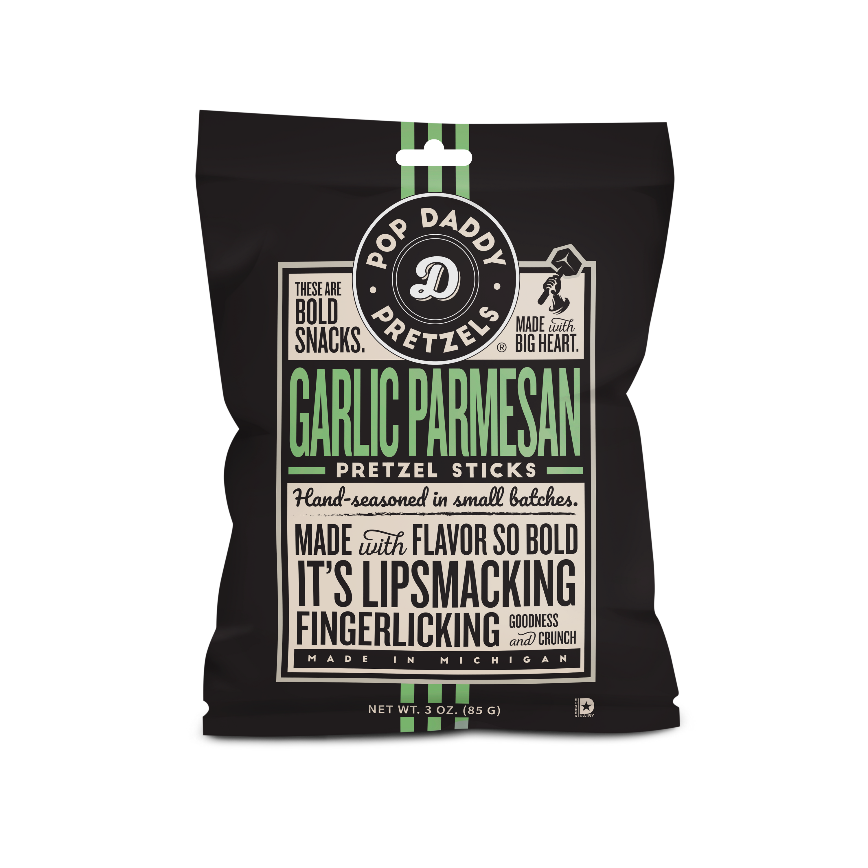 Pop Daddy Garlic Parmesan Pretzels Single Bag