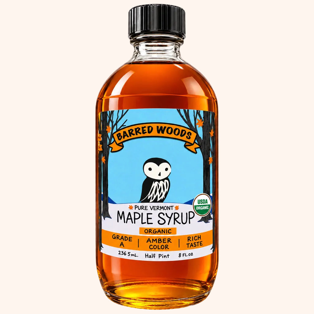 Glass Bottle of Pure Vermont Organic Maple Syrup - Half Pint