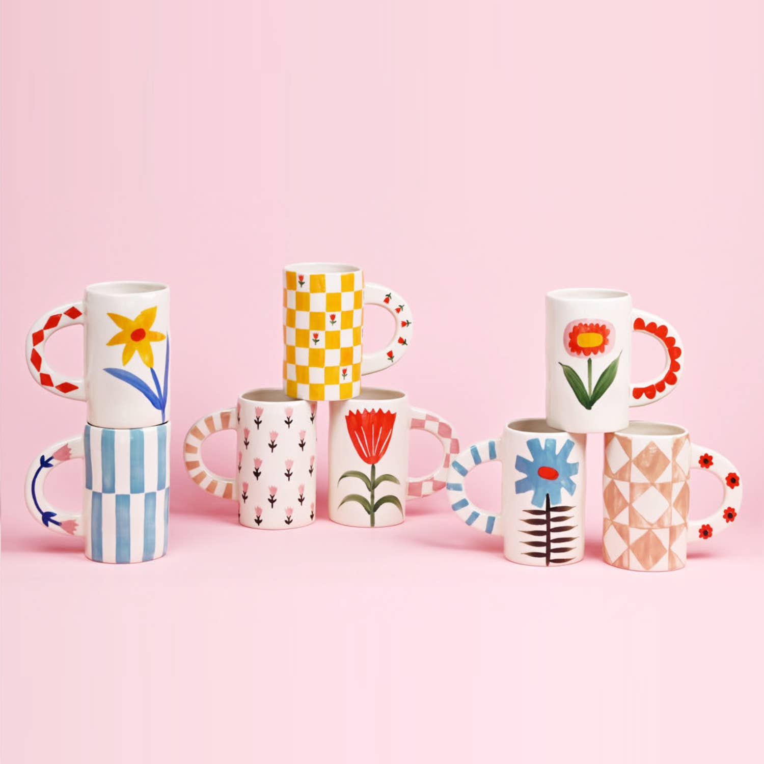Red floral mug