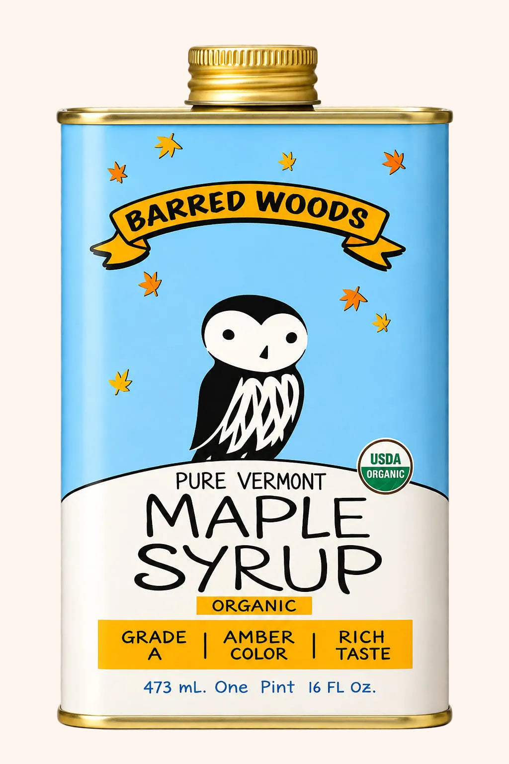 Pure Organic Vermont Maple Syrup in Tin