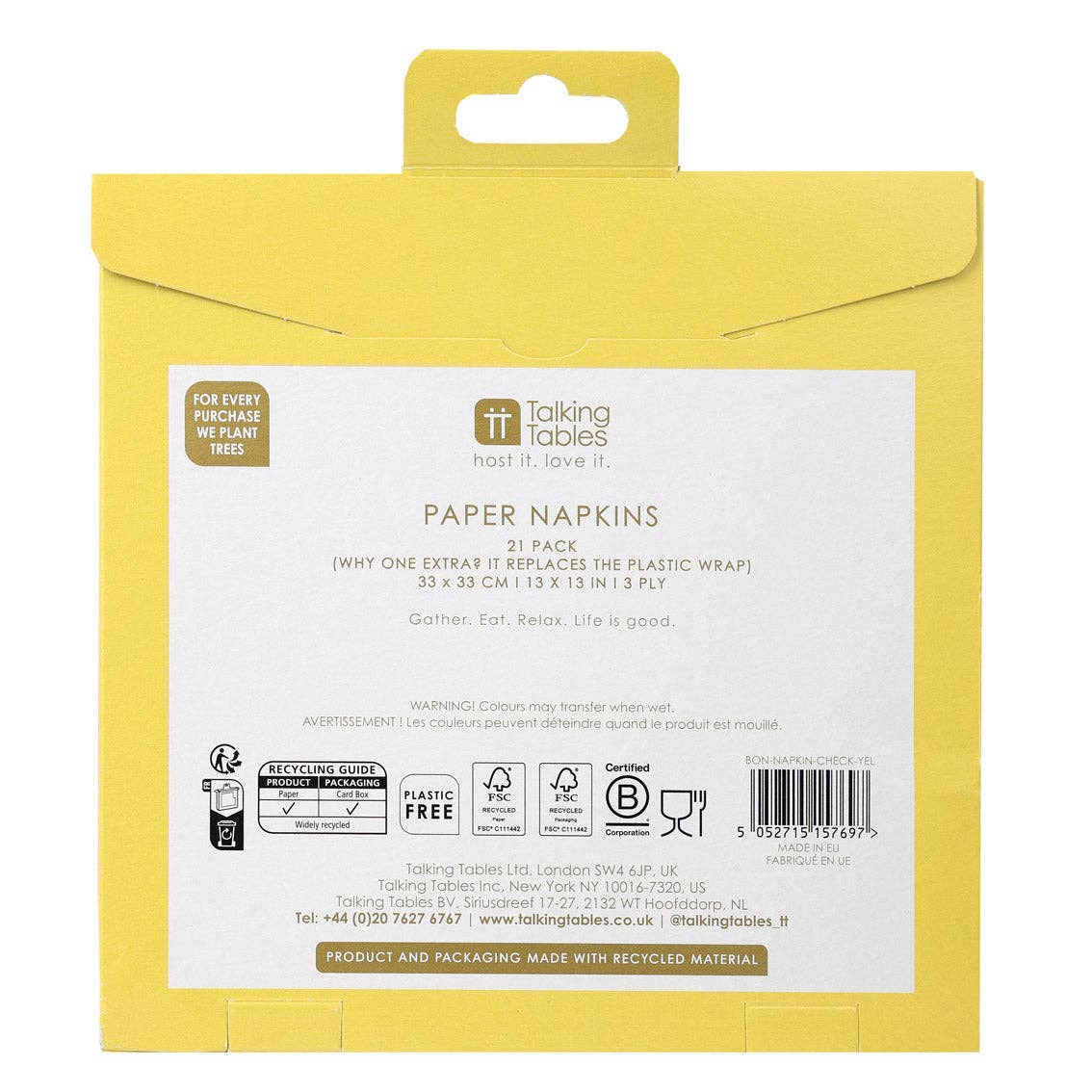 Yellow & White Check Napkins