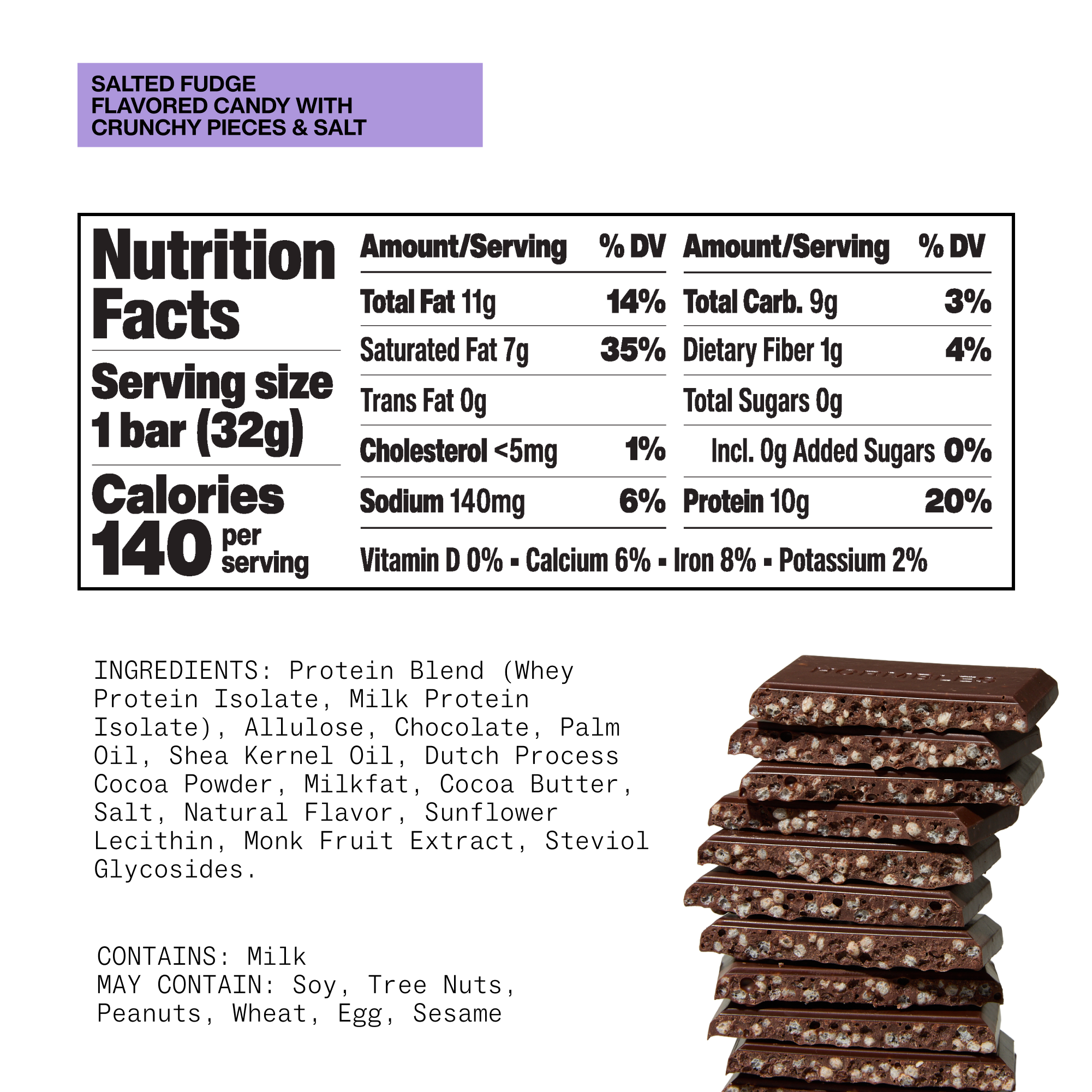 Hormbles Chormbles Salted Fudge Chocolate Protein Candy Bar
