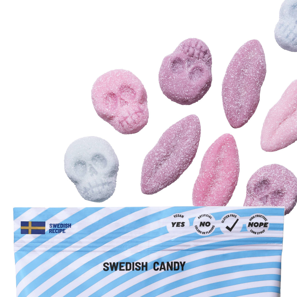 Sockerbit Foamy Lips & Skulls Swedish Candy Bag 2.8oz