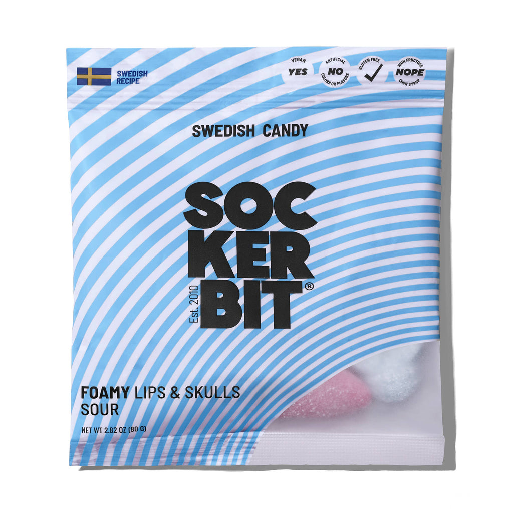 Sockerbit Foamy Lips & Skulls Swedish Candy Bag 2.8oz
