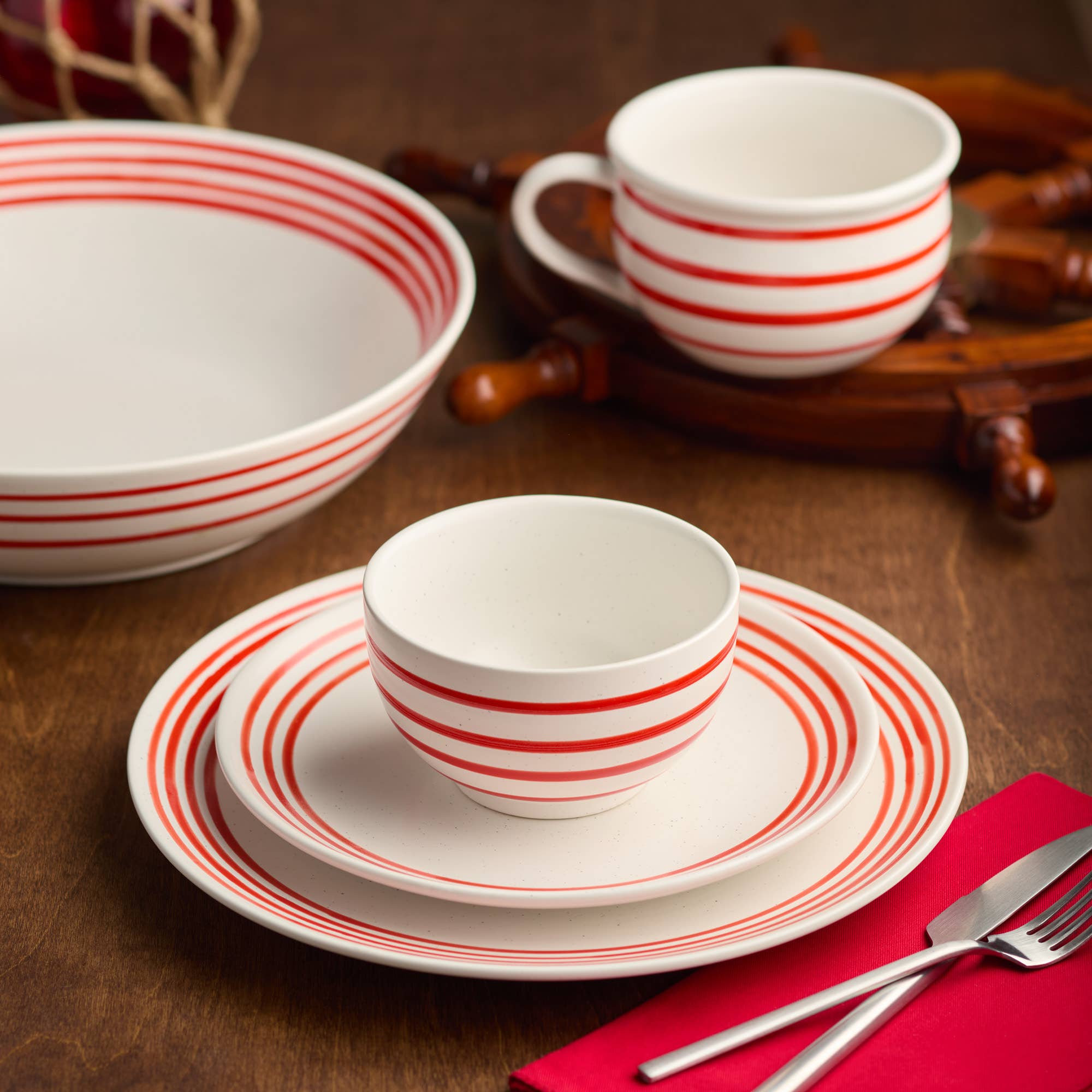 Red Striped Bowl