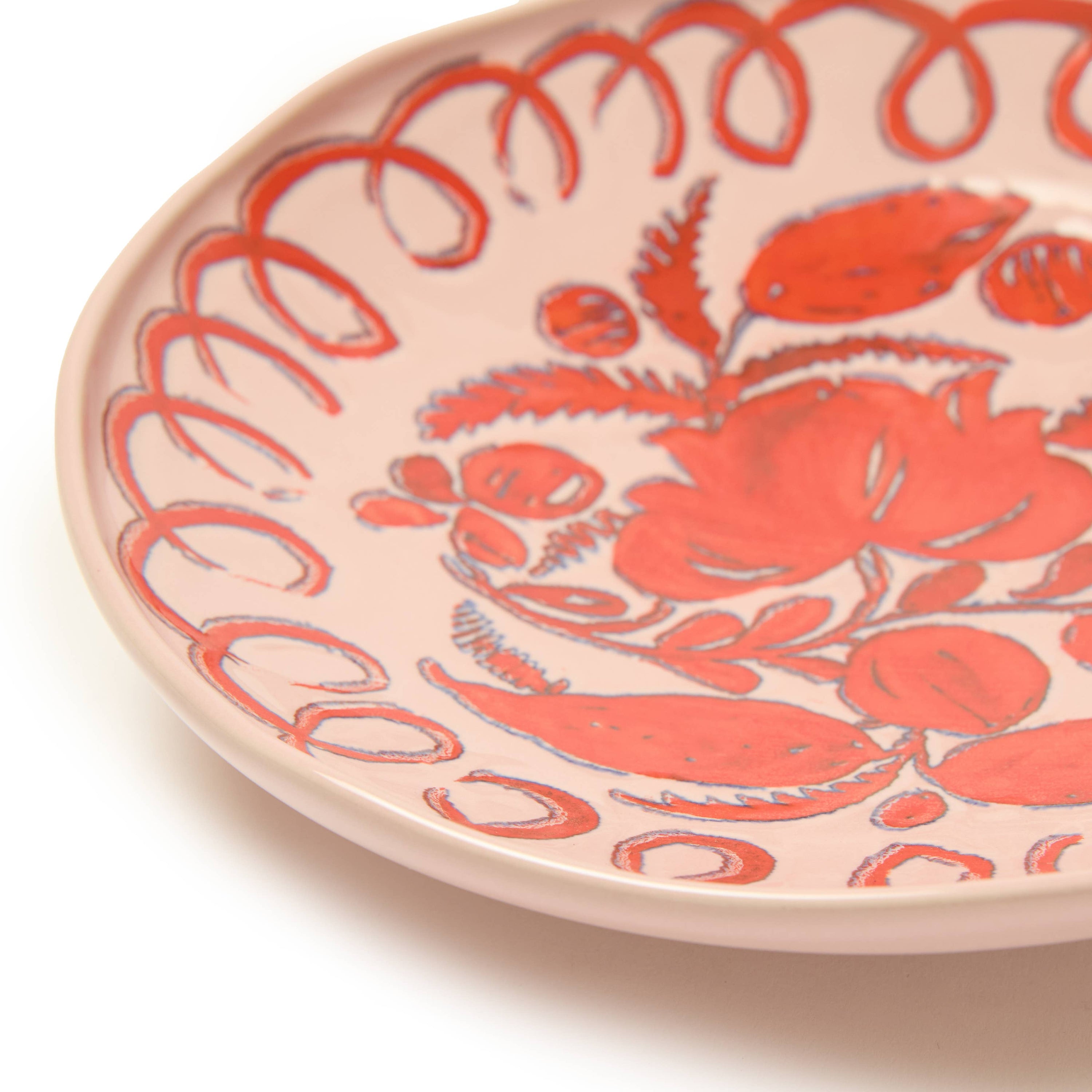 Pink Patterned Pasta Bowl