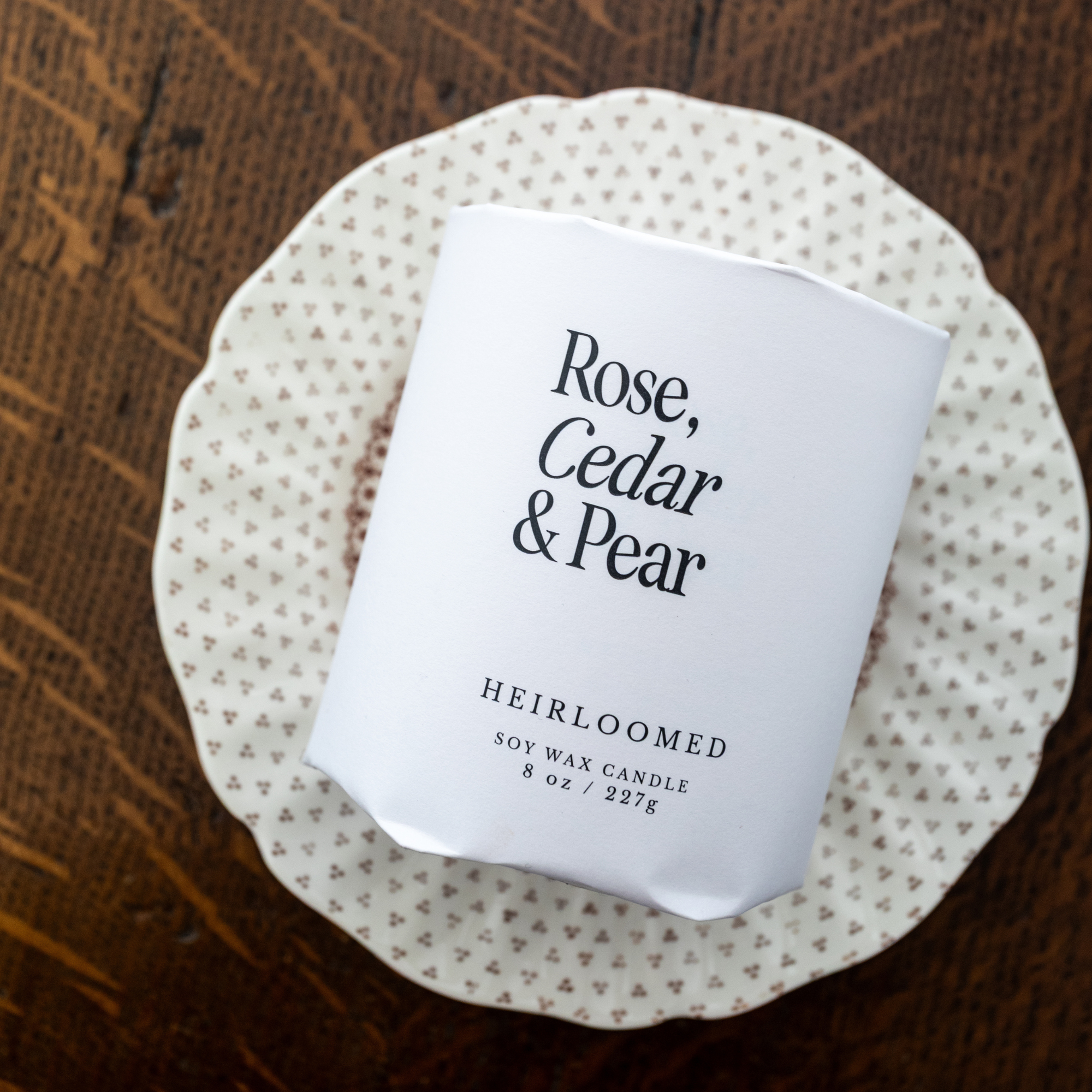 Heirloomed Candle Rose, Cedar, Pear
