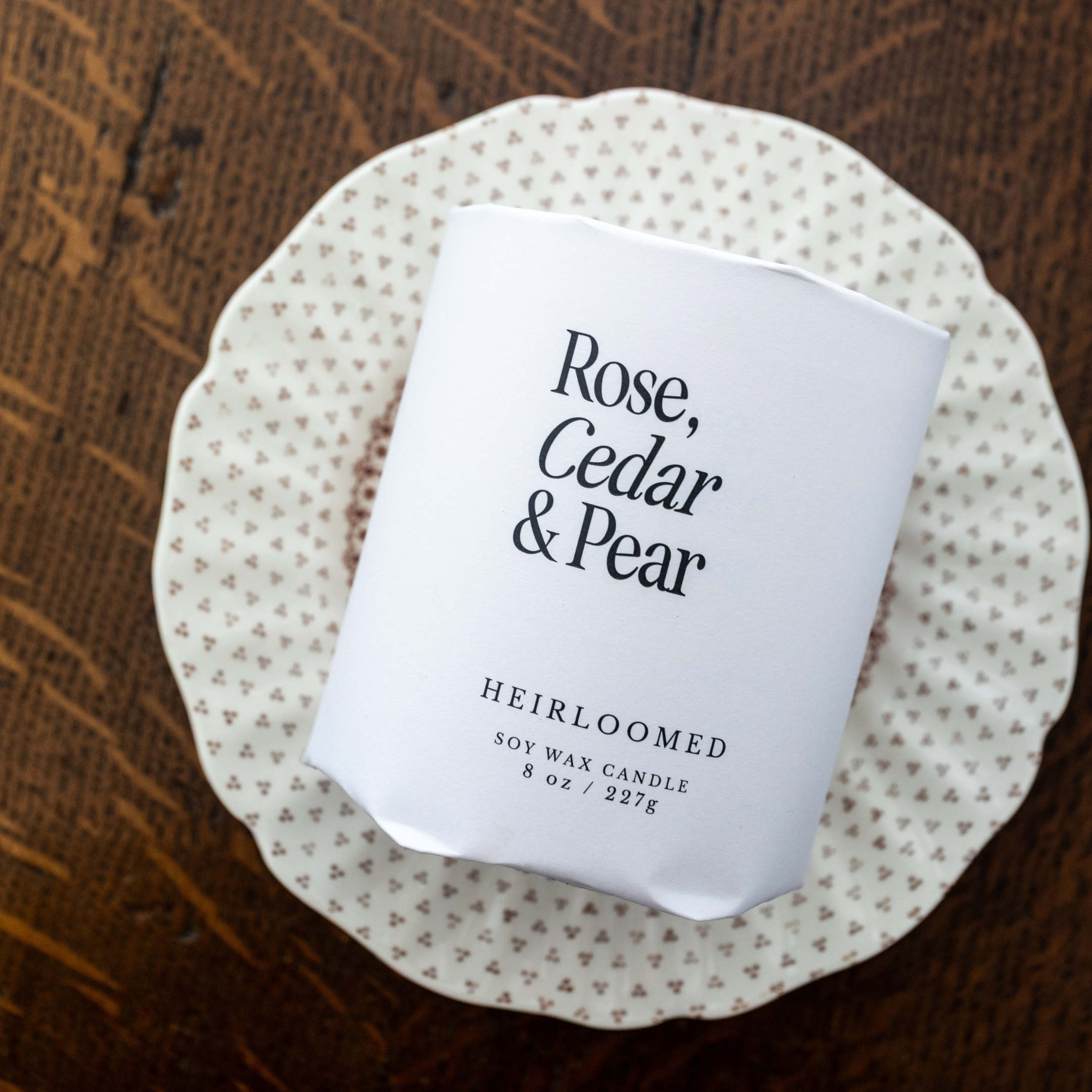 Heirloomed Candle Rose, Cedar, Pear