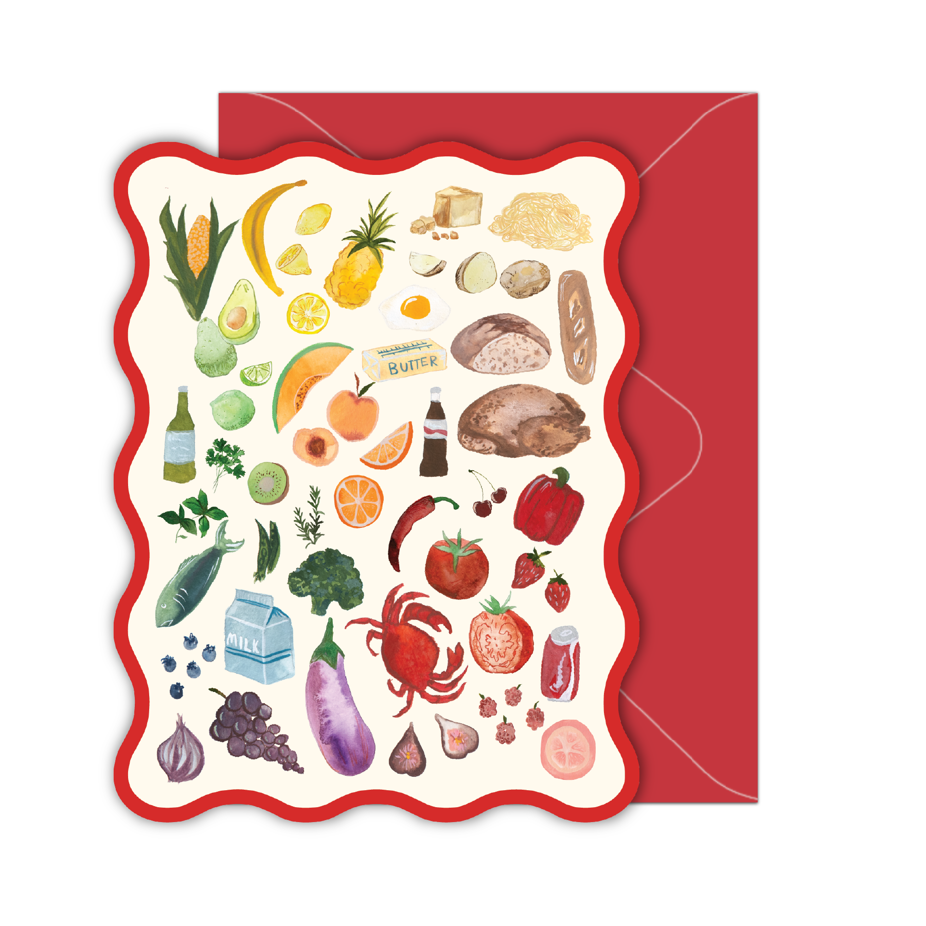 Foodie Cards with Wavy Red Edge