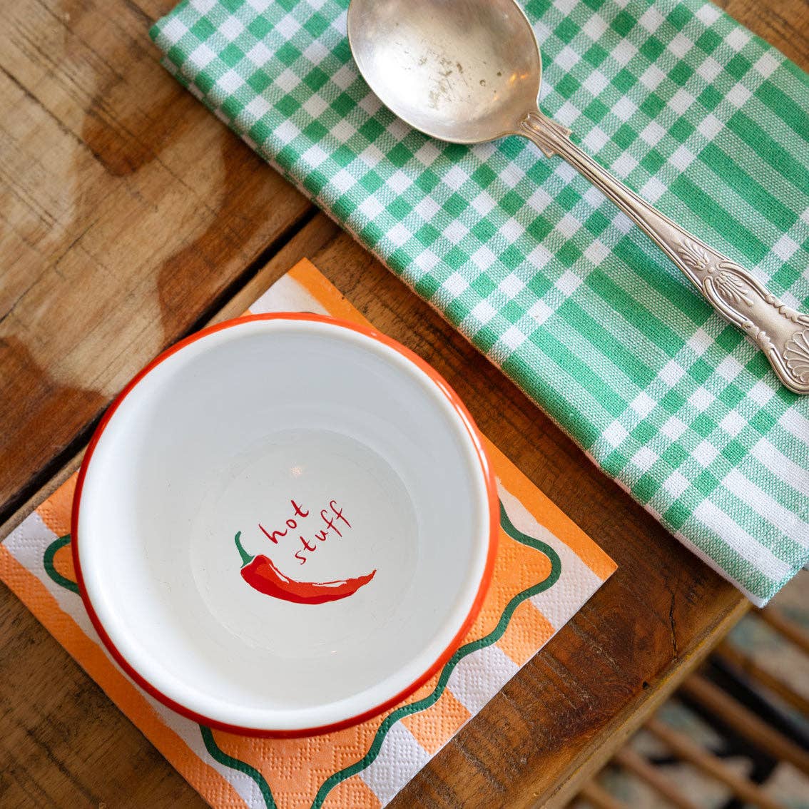 Green & White Gingham Cotton Napkins