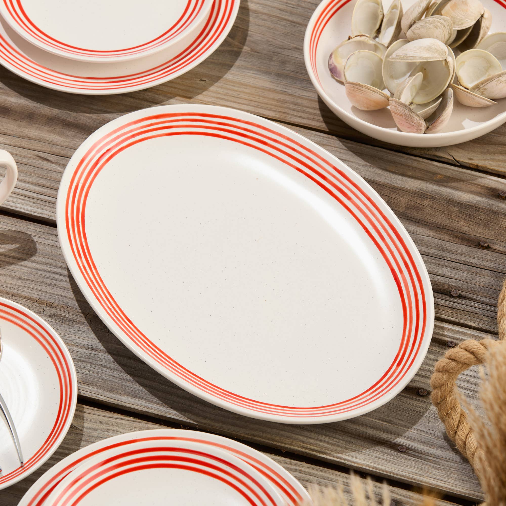 Dockside Red Oval Platter