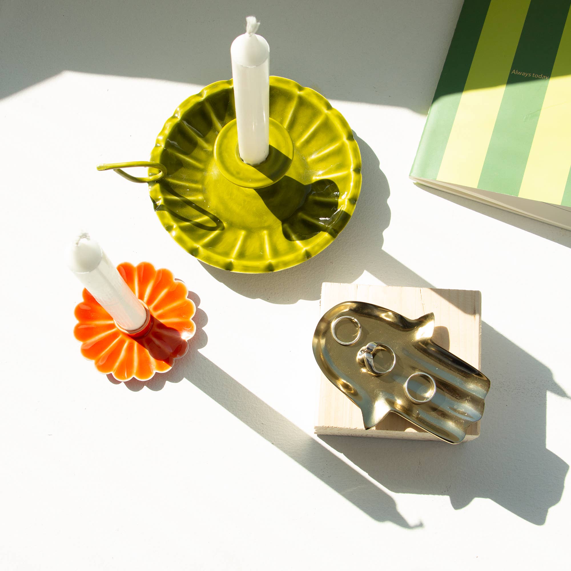 Orange Floral Candleholder