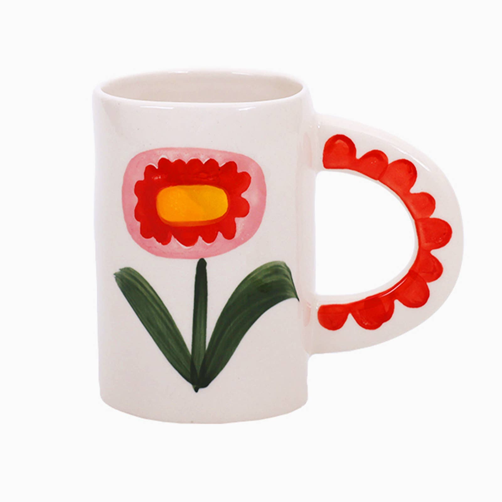 Red floral mug