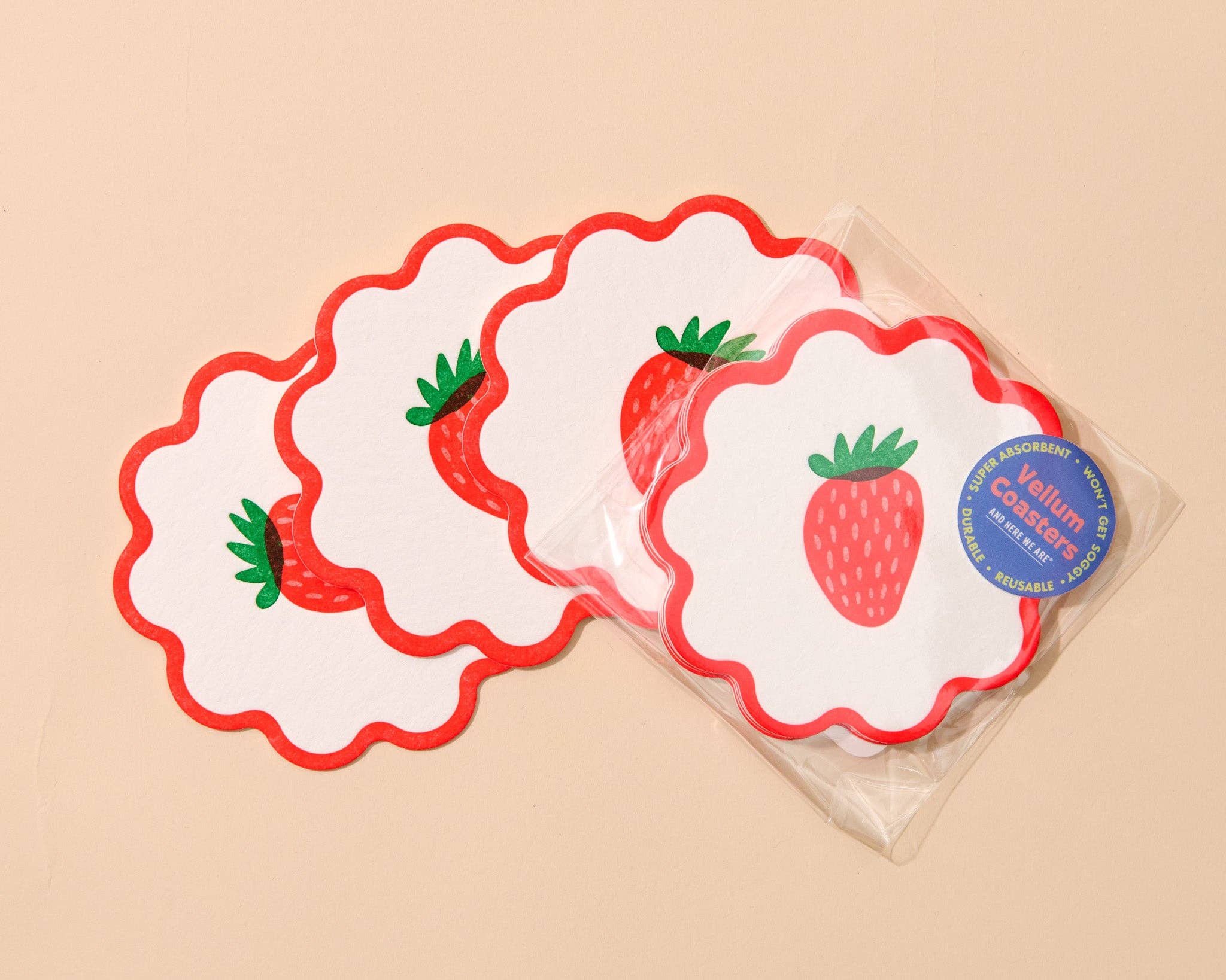 Reusable Strawberry Vellum Coasters