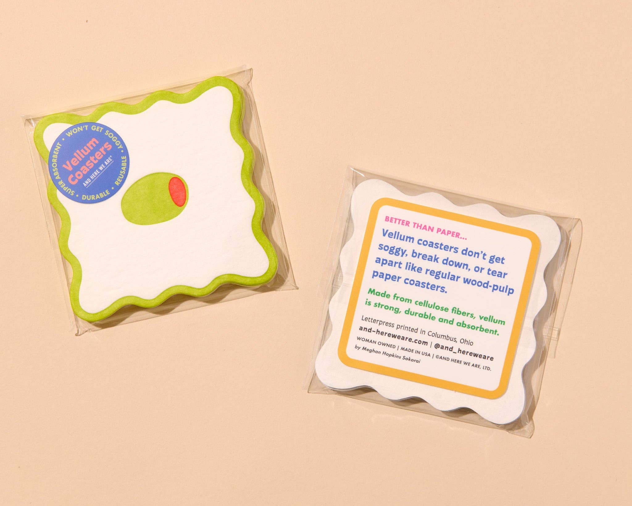 Olive Vellum Coasters