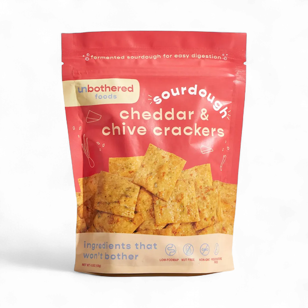 Unbothered Foods Sourdough Cheddar & Chive Crackers