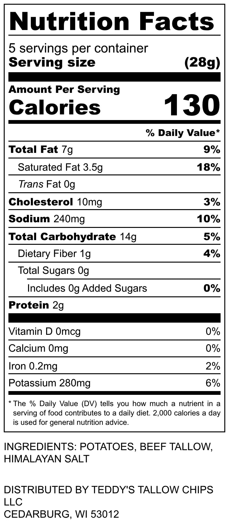 Teddy's Tallow Chips Himalayan Salt