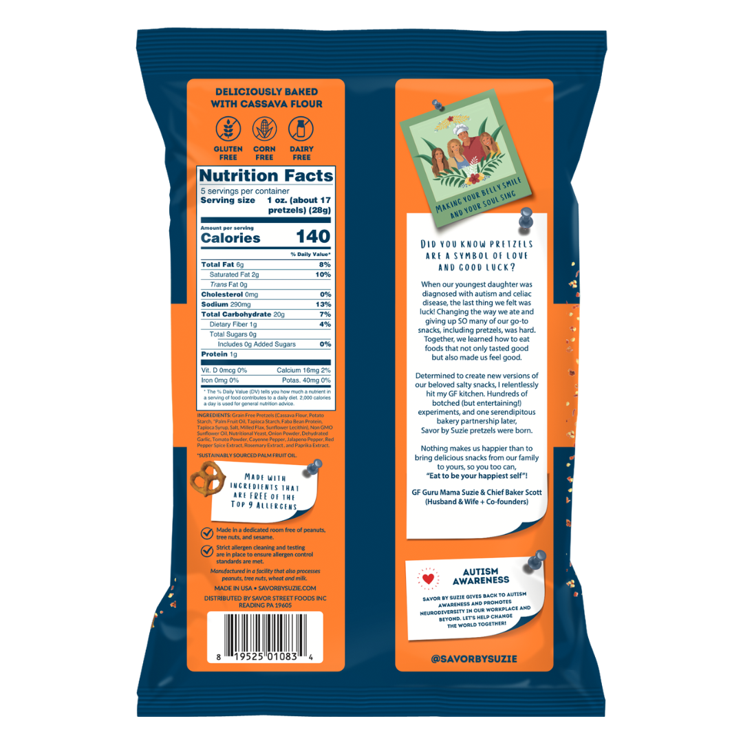 Savor by Suzie Spicy Grain Free Pretzels 5oz