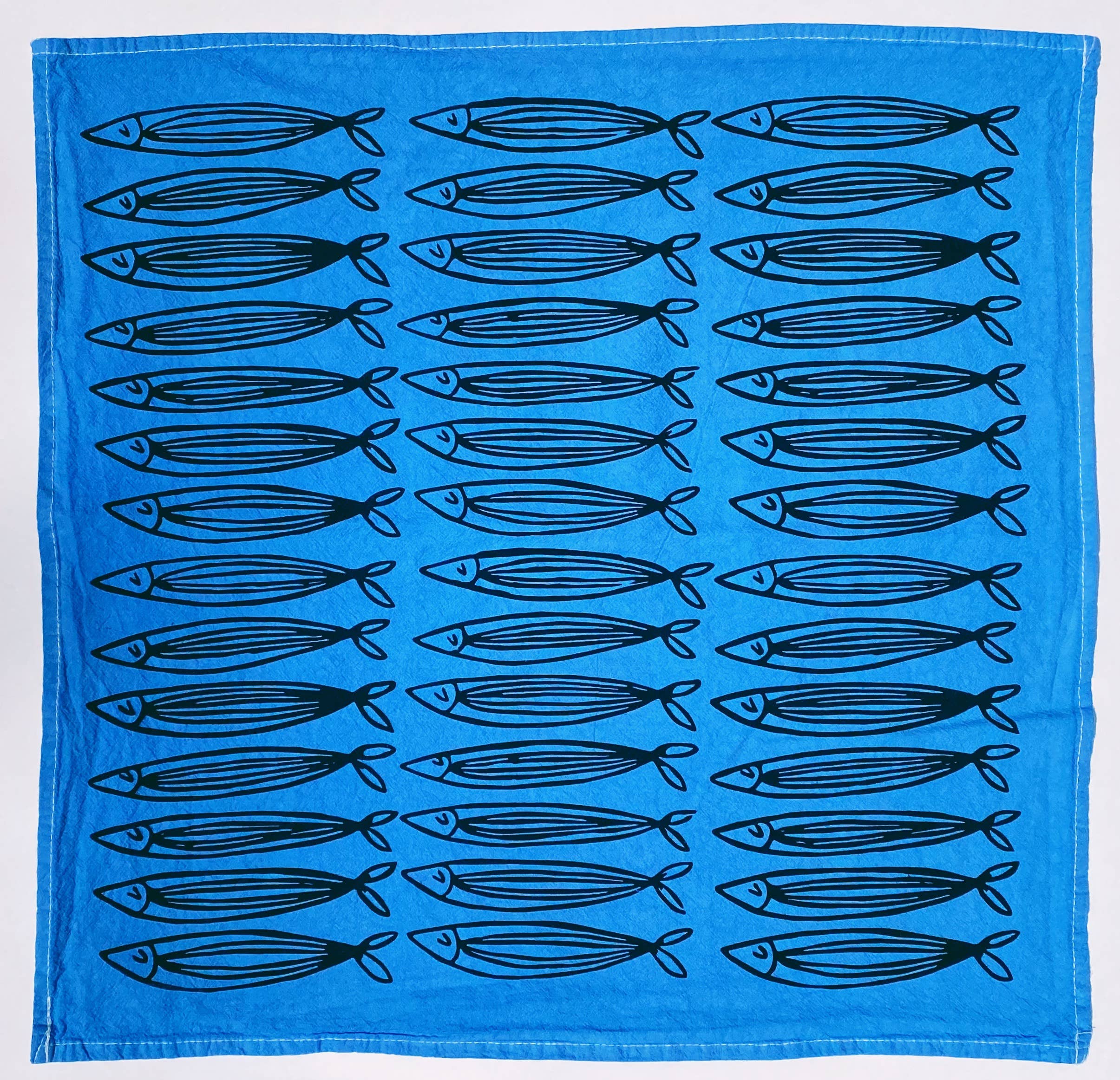 Blue Sardines Tea Towel