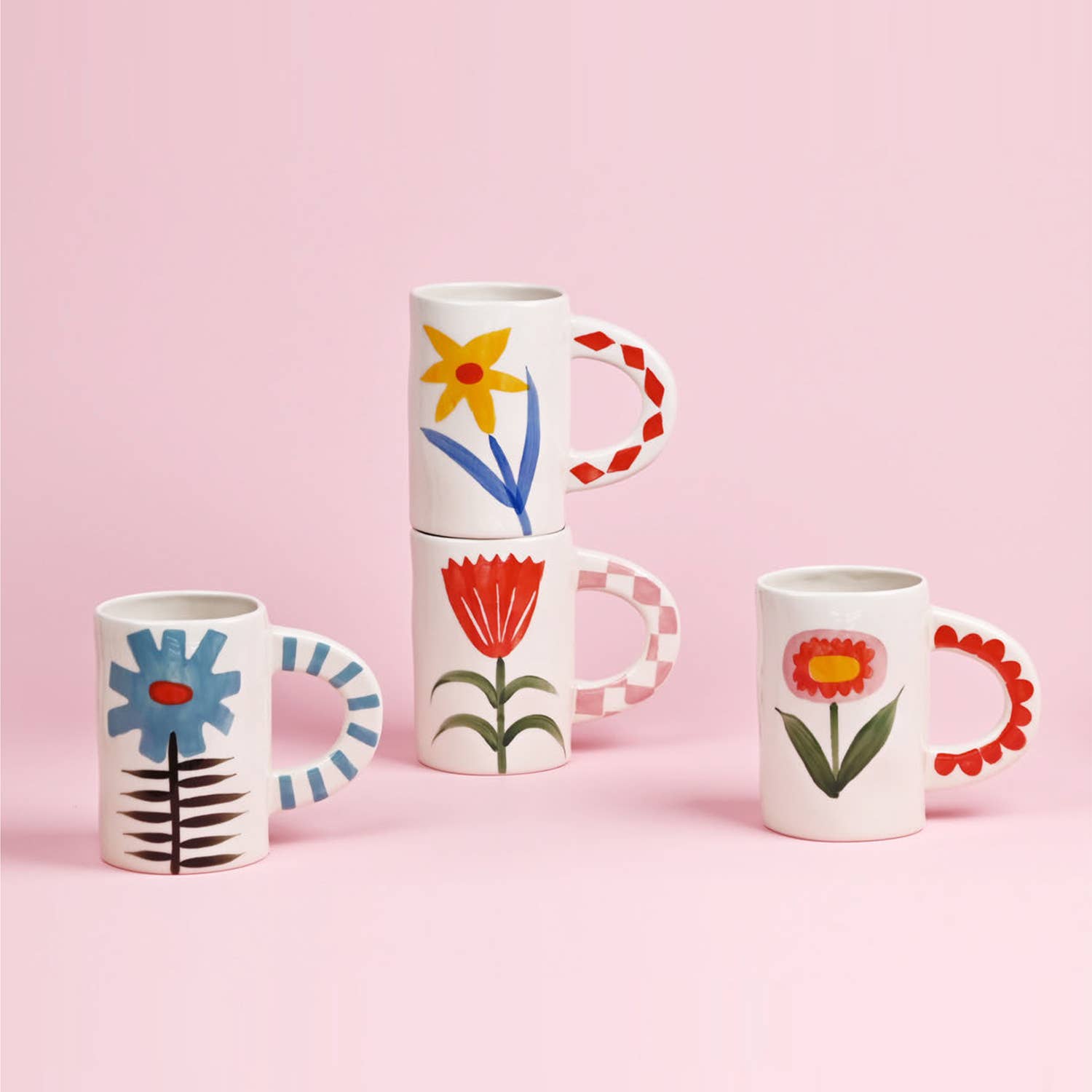 Red floral mug