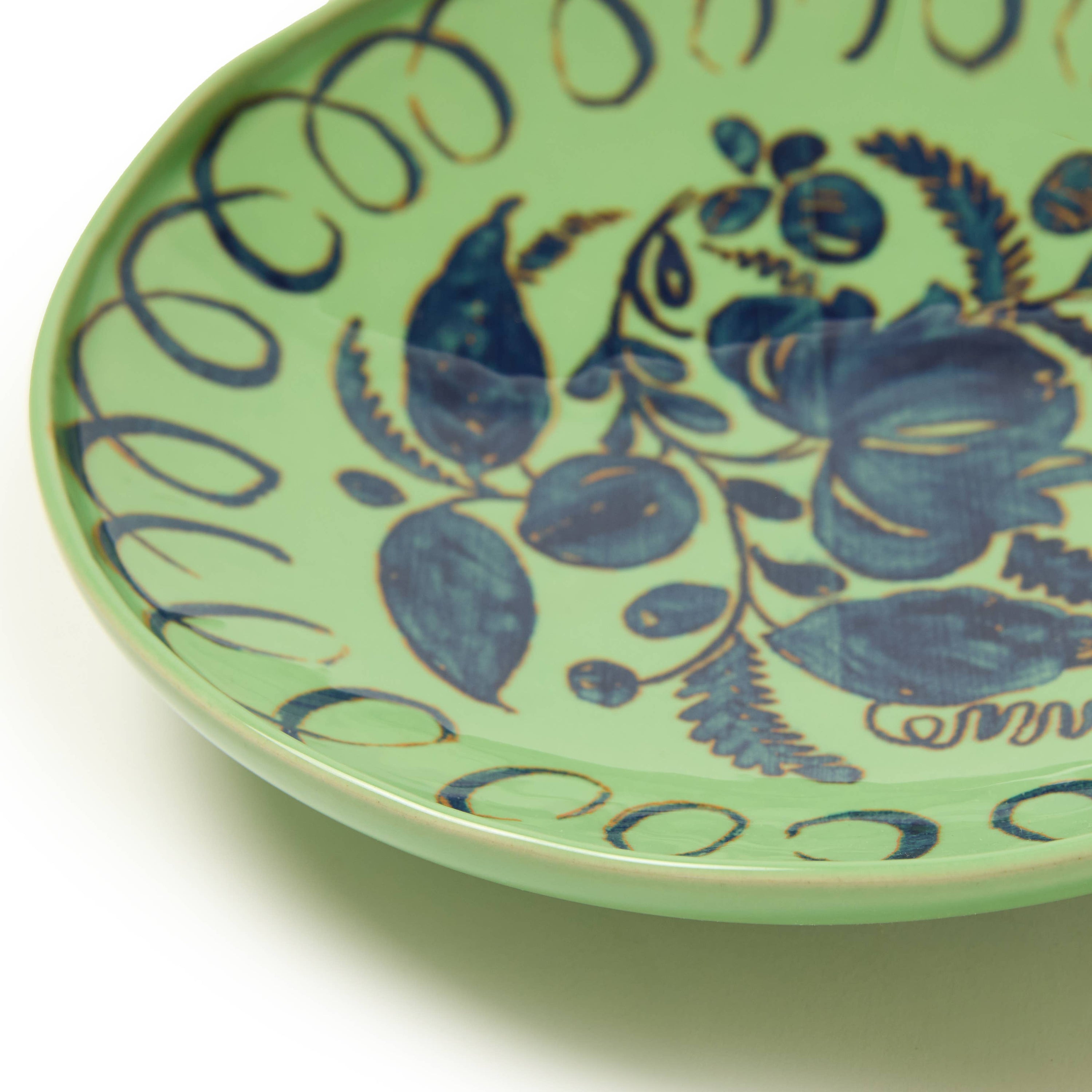 Green Patterned Pasta Bowl