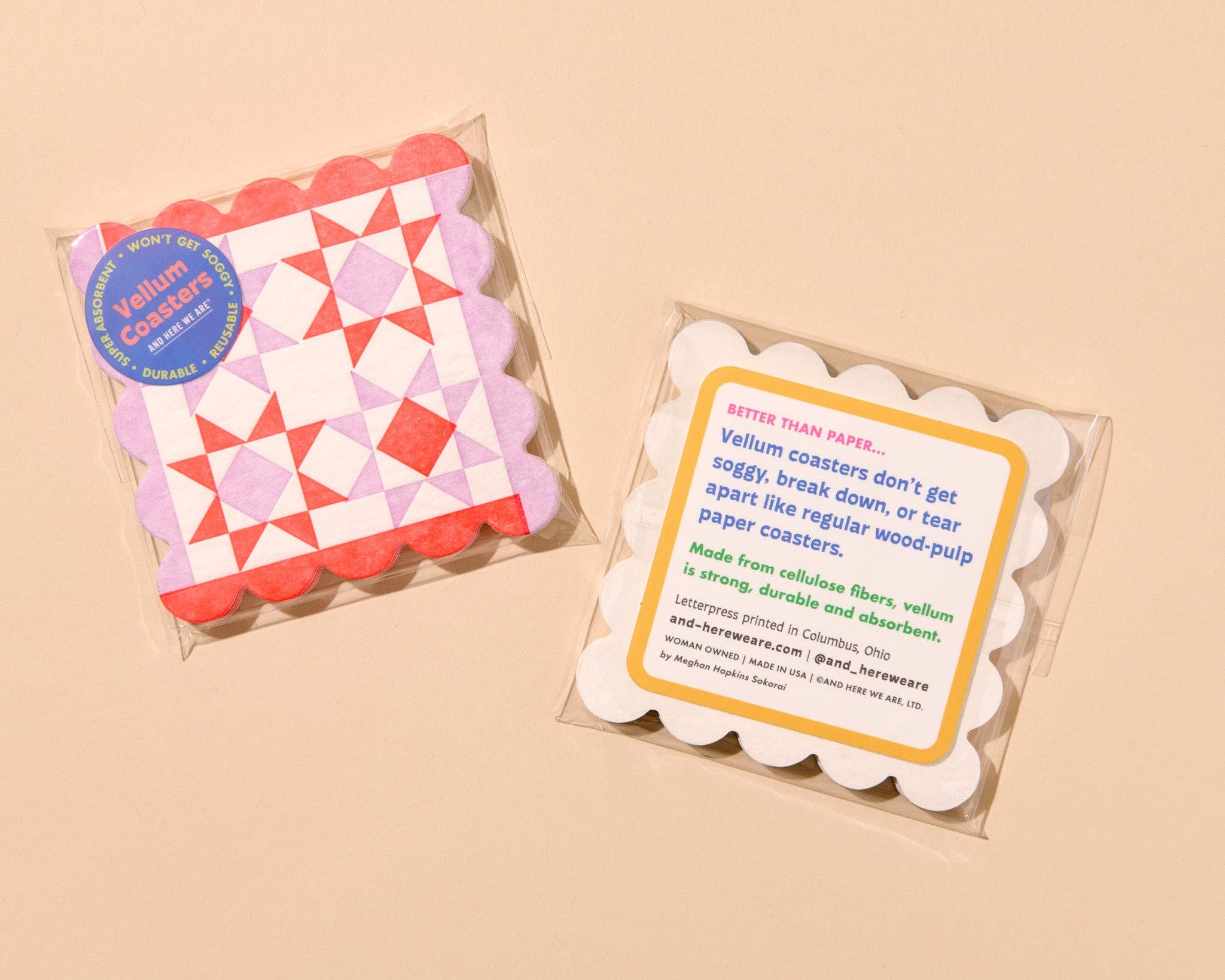 Coasters Mod Quilt Red/Pink