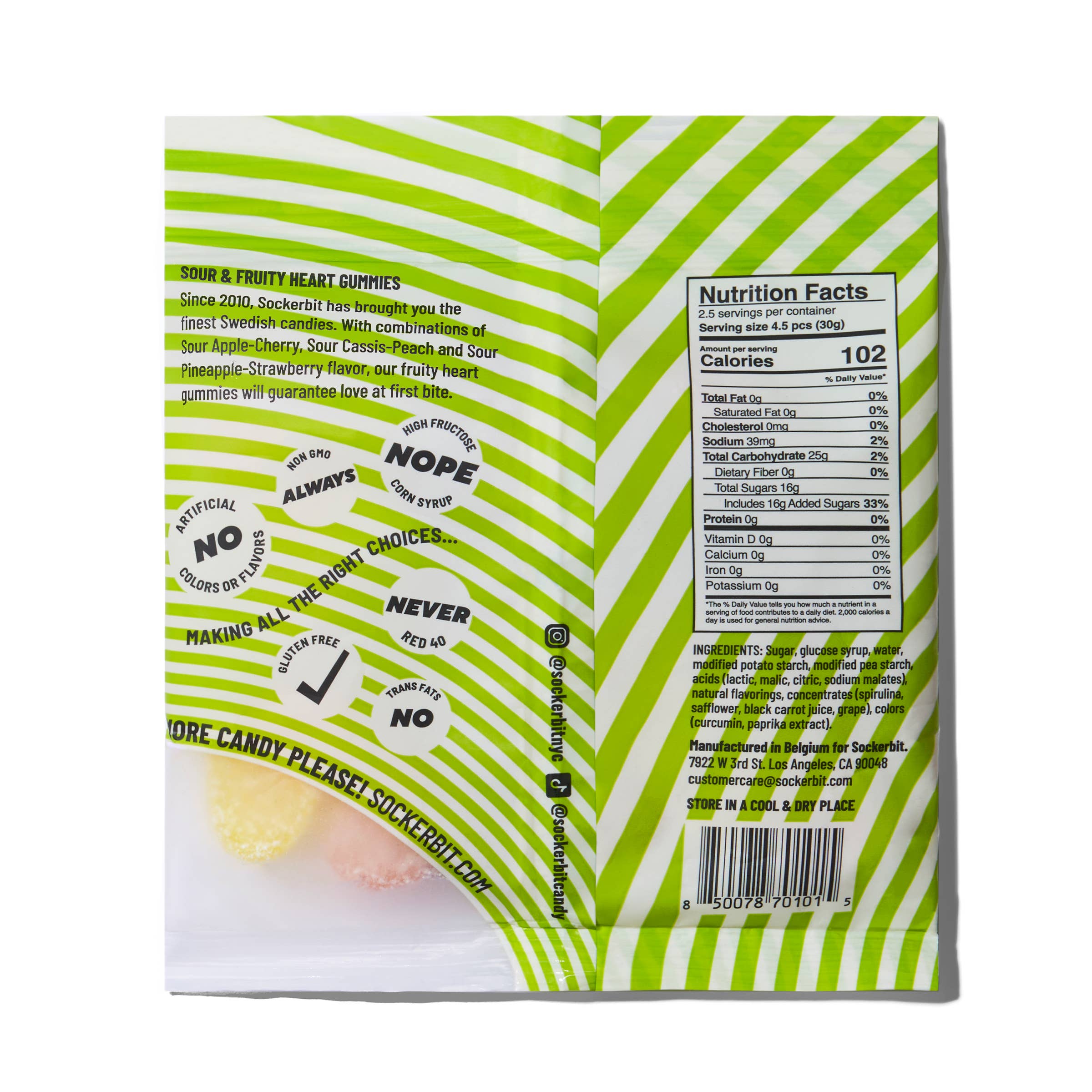Sockerbit Sour Fruity Heart Gummies Swedish Candy