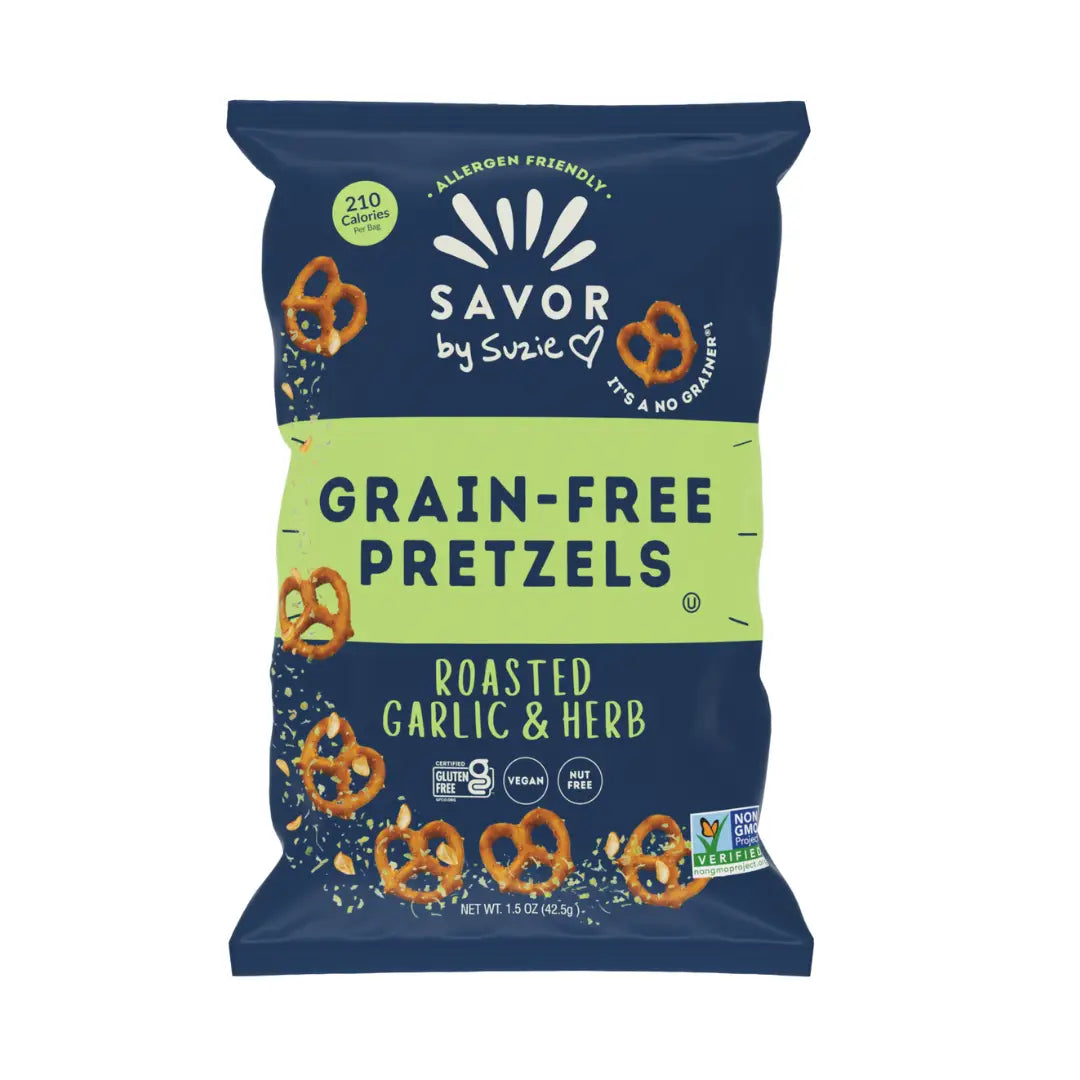 Savor by Suzie Grain Free Roasted Garlic & Herb Pretzels