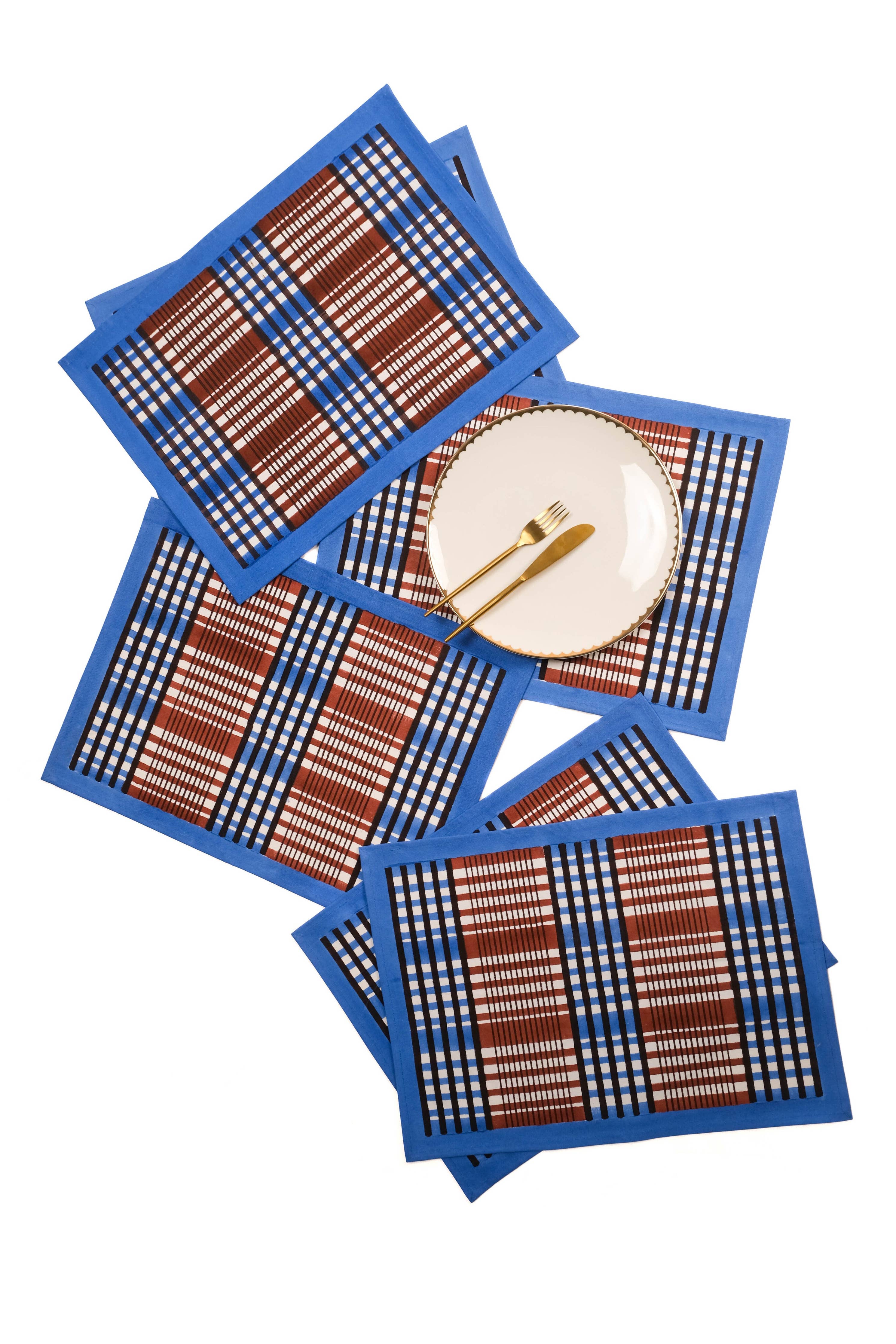 Inner Child Plaid Placemat in Brown and Blue