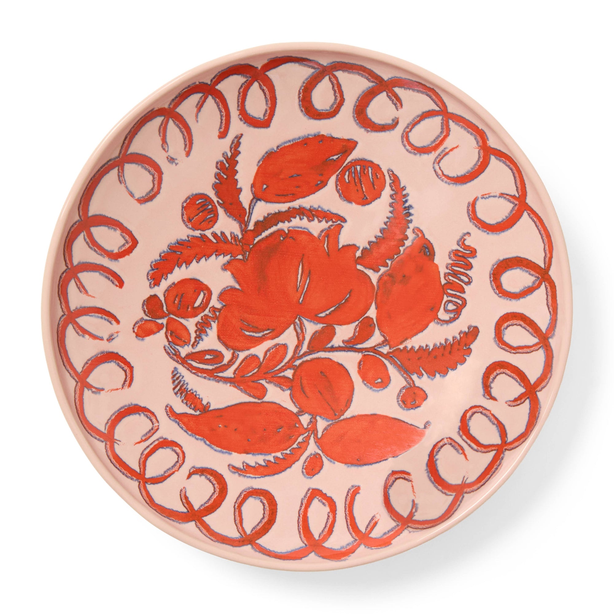 Pink Patterned Pasta Bowl