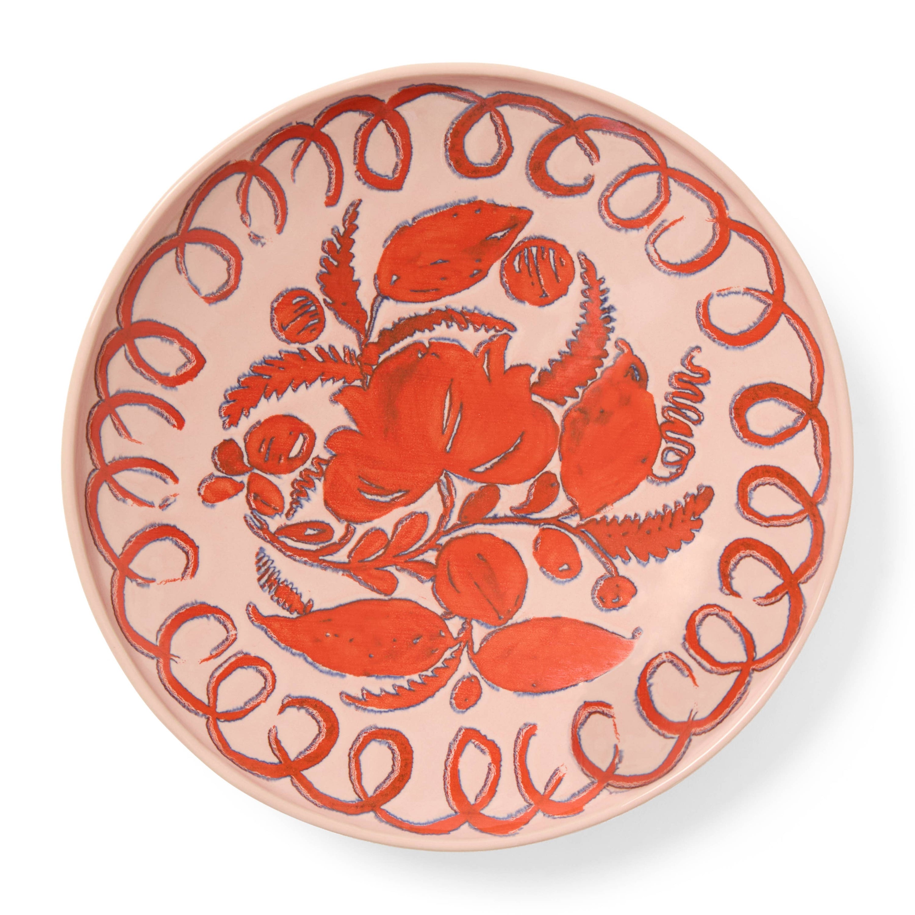 Pink Patterned Pasta Bowl