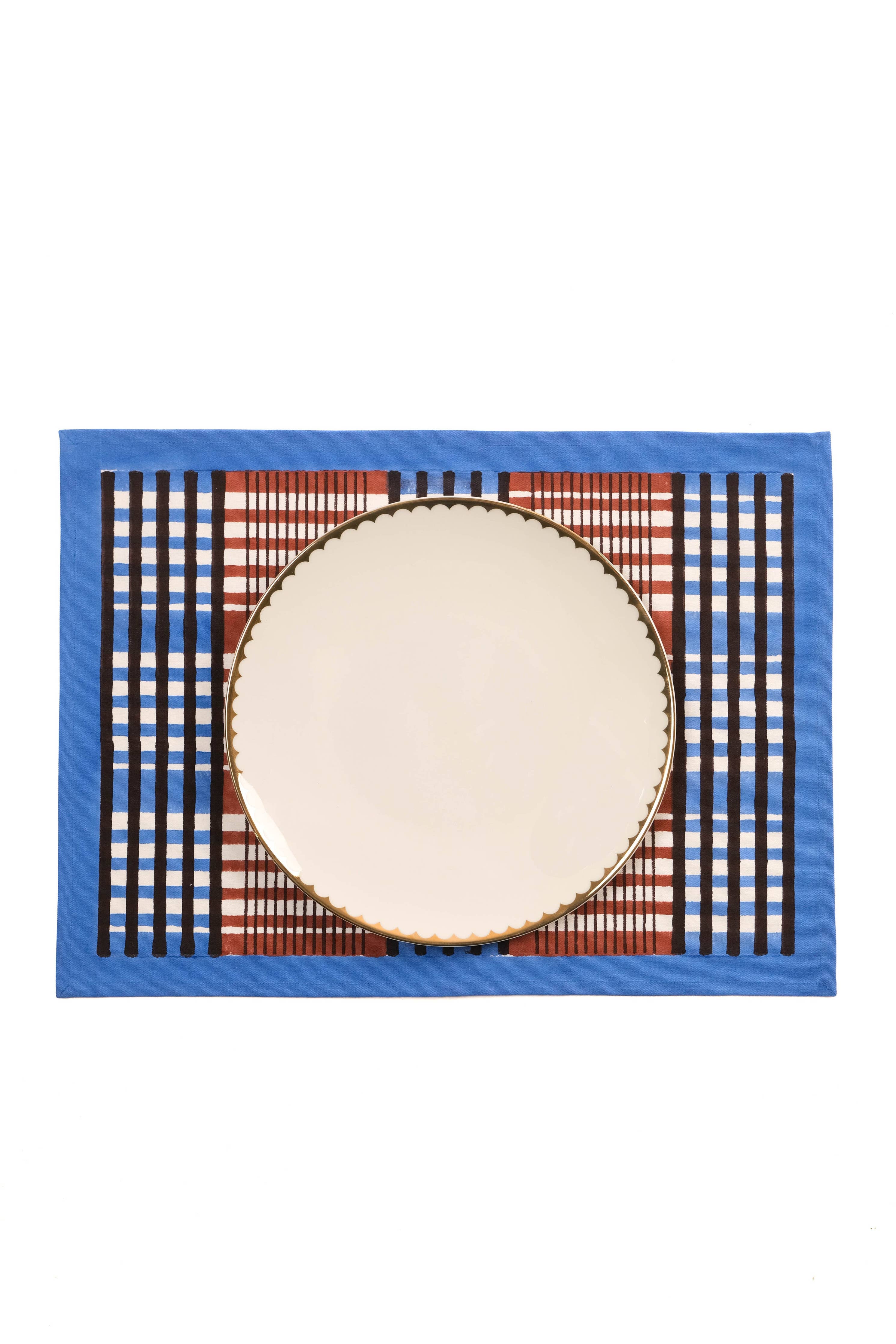 Inner Child Plaid Placemat in Brown and Blue