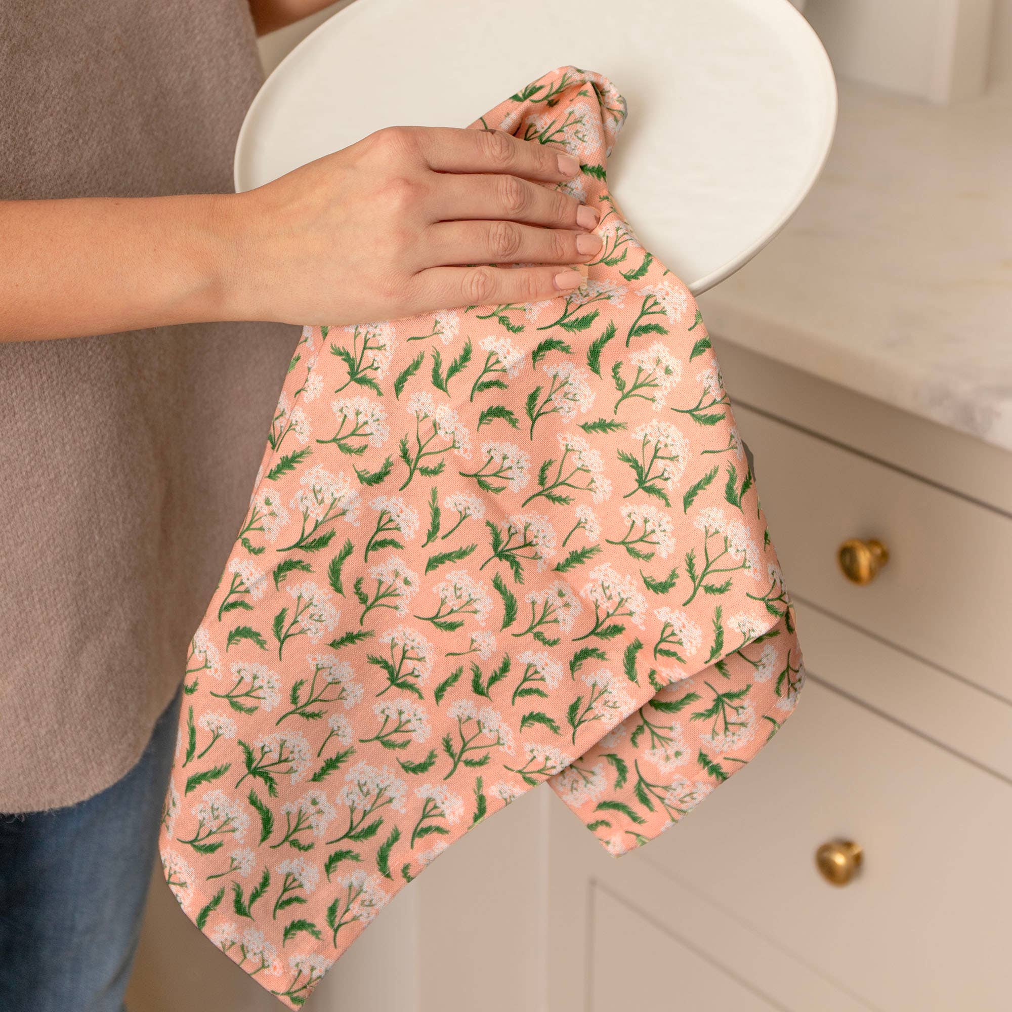 Peach Floral Kitchen Towel