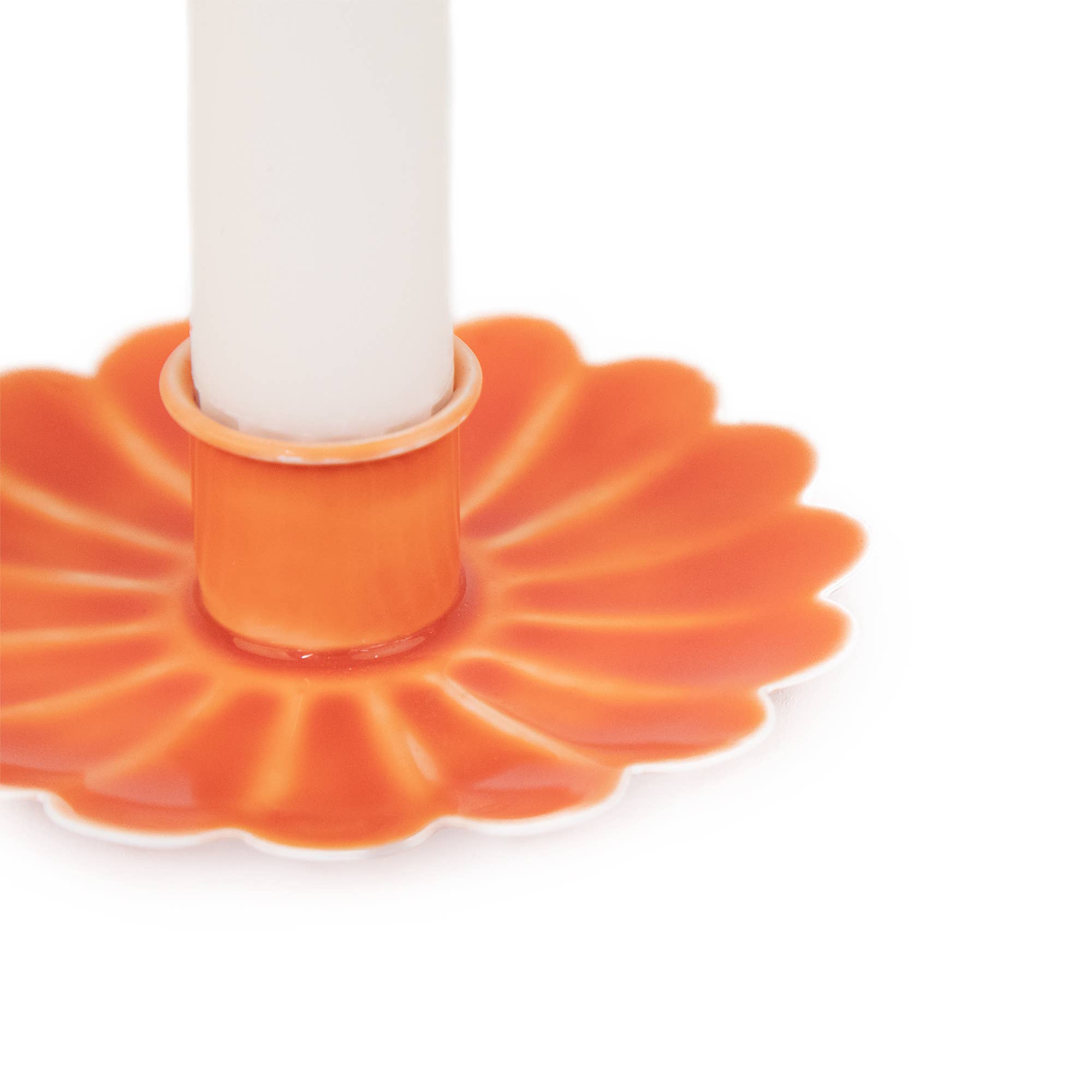 Orange Floral Candleholder