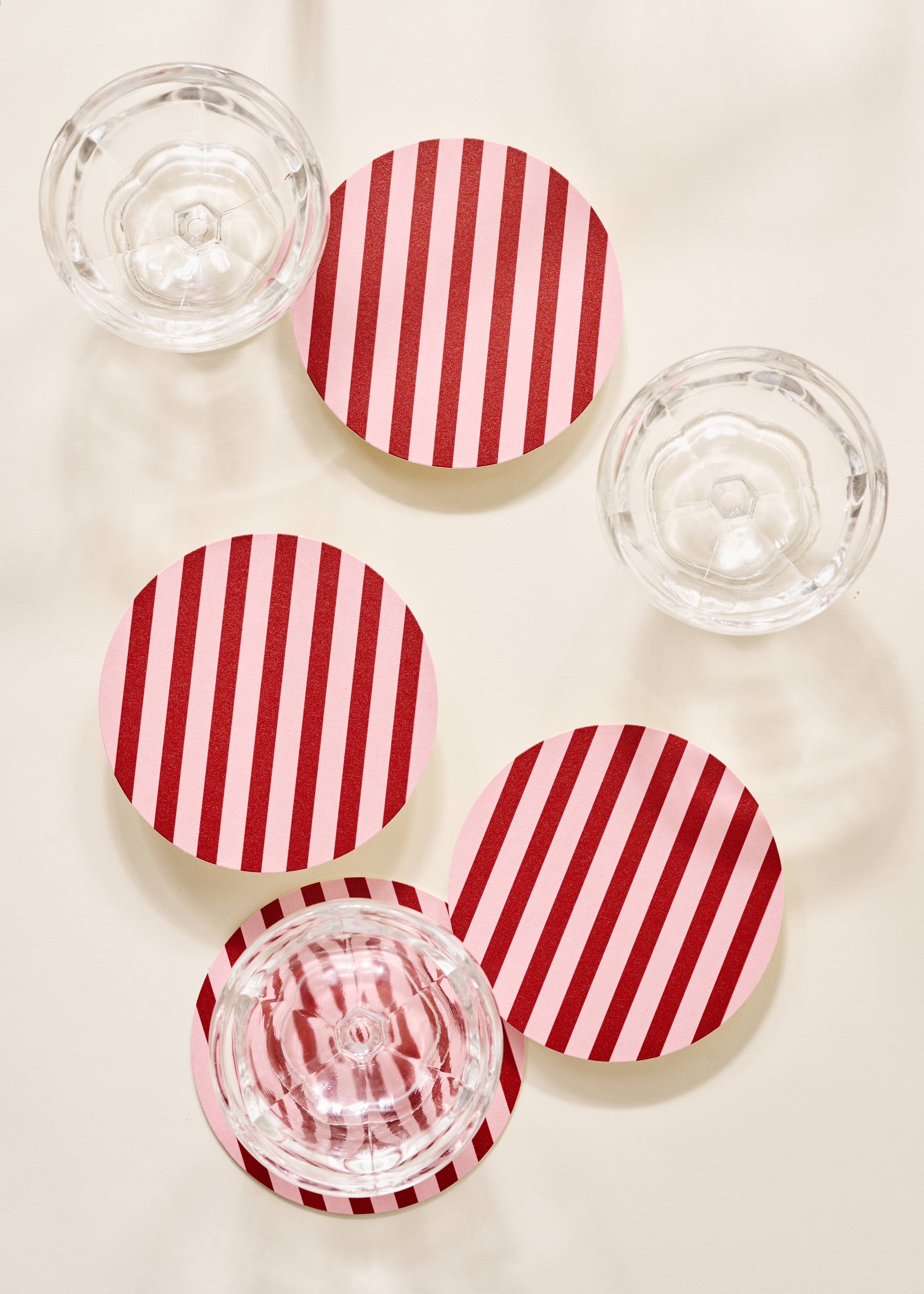 Pink and Maroon Striped Coaster