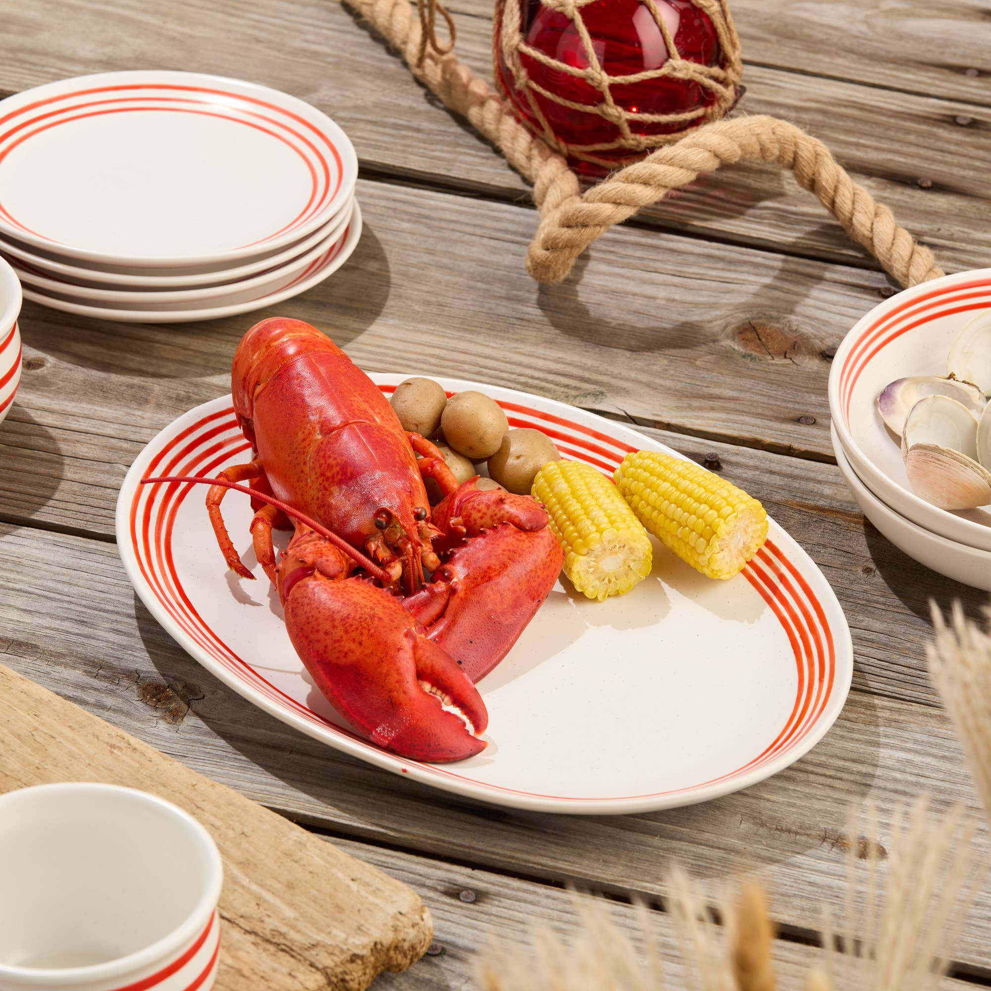 Dockside Red Oval Platter